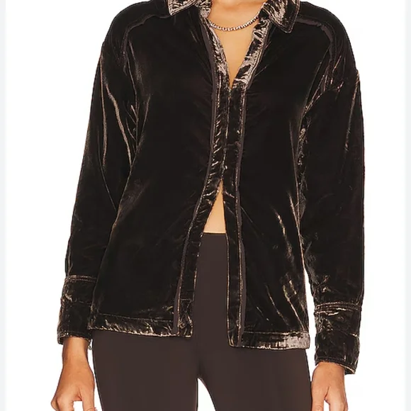 Elegant Chocolate Brown Velvet Women's Top - Picture 2 of 10